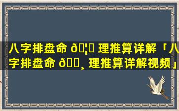 八字排盘命 🦈 理推算详解「八字排盘命 🕸 理推算详解视频」